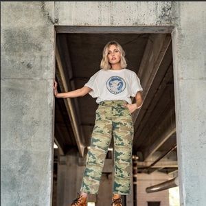 Free People Camouflage Cropped Pants